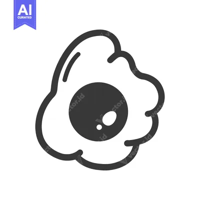 Premium design asset: A simplistic black and white illustration depicting a fried egg