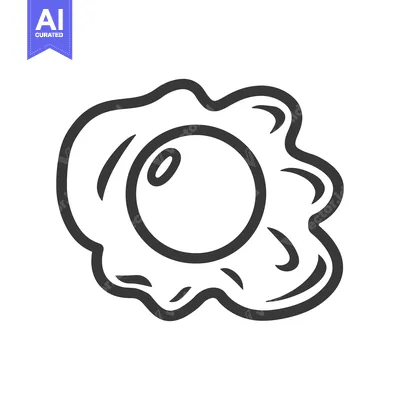 Aset premium populer: A simple artistic outline of a single fried egg on white