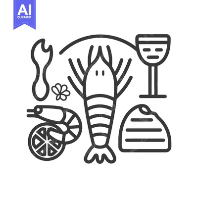 Popular premium asset: An illustrative icon set displaying various seafood and dining element