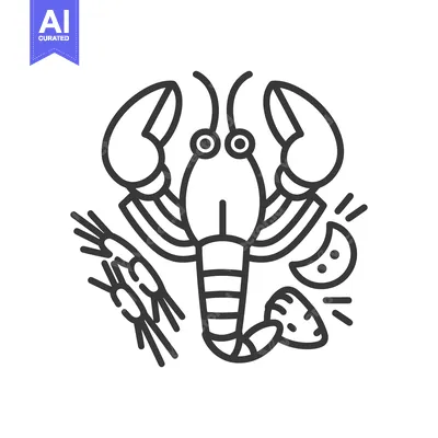 Aset desain premium: A vector illustration of a shellfish with garnish beside it
