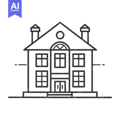Aset premium populer: A black and white icon of a traditional house building