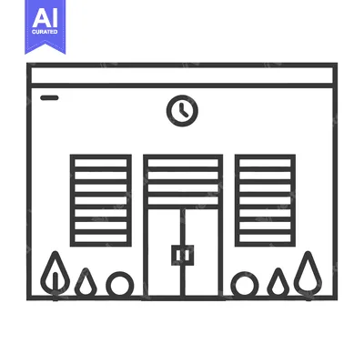 Aset desain premium: Simple black and white illustration of a building exterior