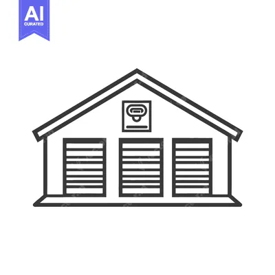 Aset desain premium: A simplistic line drawing of a storage building exterior