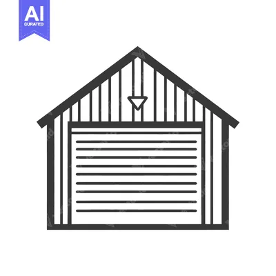 Premium design asset: Simple black and white illustration of a garage building