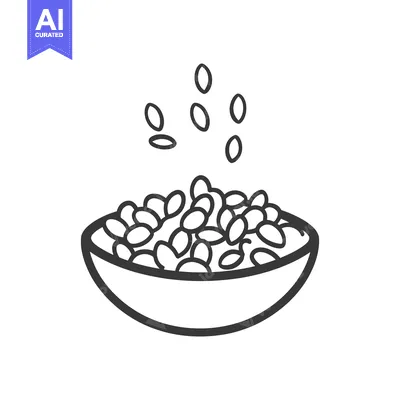 Aset desain premium: A bowl of seeds being filled by some falling seeds