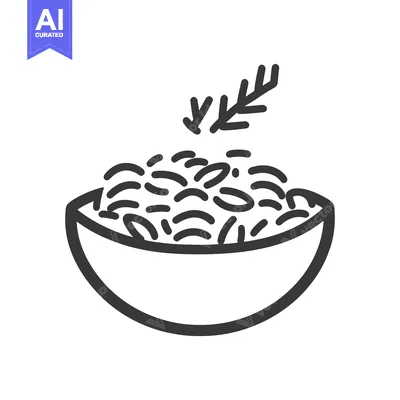 Aset desain premium: A simple bowl of cereal with a decorative leafy garnish