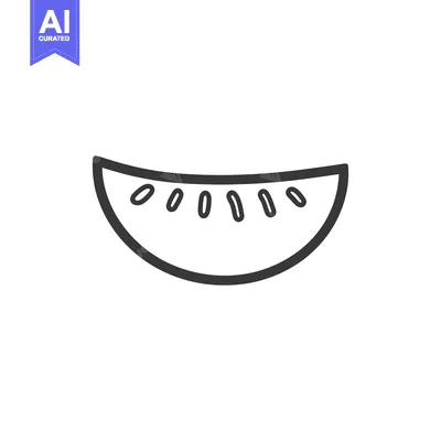 Aset premium populer: A Simple Black and White Illustration of a Watermelon Slice