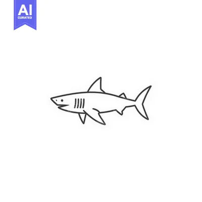 Premium design asset: A simple line drawing illustration of a stylized shark