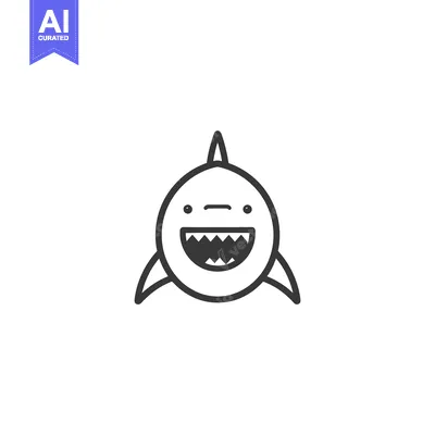 Aset desain premium: A friendly cartoon shark with teeth and dorsal fin smiles