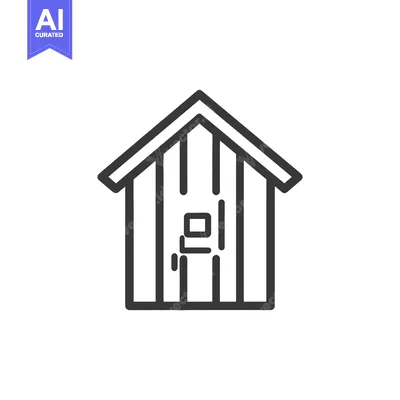 Aset premium populer: A simple monochrome icon of a small shed or house