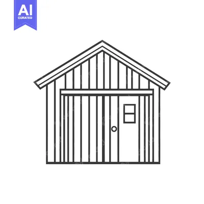 Popular premium asset: A simple black and white illustration of a small shed building