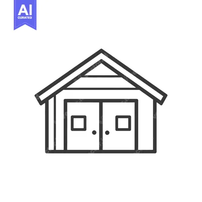 Aset desain premium: Simple outlined illustration of a building with double doors