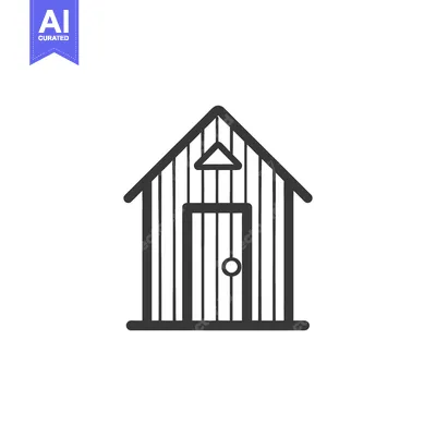 Popular premium asset: Simple black and white illustration of a small wooden building