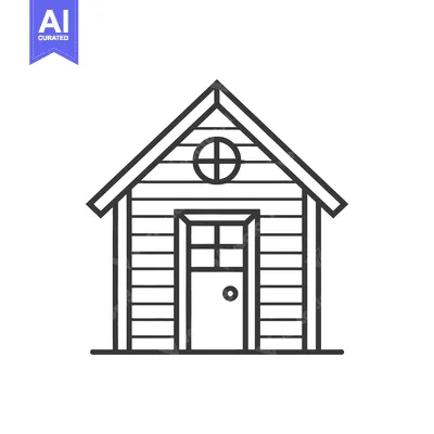 Popular premium asset: Simple black and white illustration of a small wooden shed