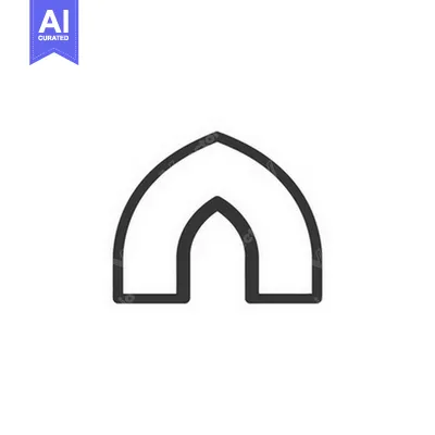 Aset premium populer: A simple black minimalist arched shape centered against white backgrou