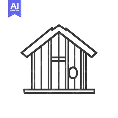 Simple black and white drawing of a birdhouse structure