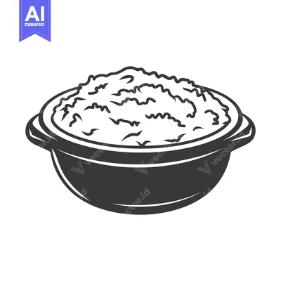 Aset premium populer: A bowl filled with a textured food product is illustrated