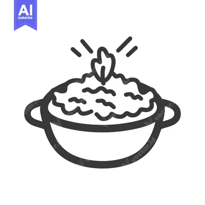 Aset desain premium: A Simple Line Drawing Depicting A Bowl Of Cooked Food