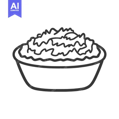 Aset premium populer: A simple black and white illustration of a bowl of food