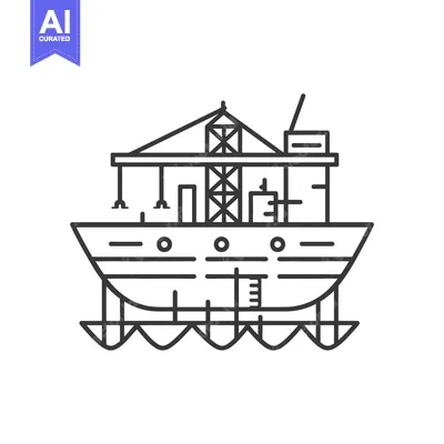 Popular premium asset: A simple line drawing of a large industrial ship vessel