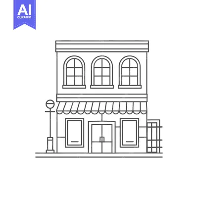 Premium design asset: A simple detailed line drawing of a small building front