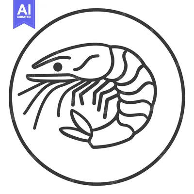 Aset desain premium: A Simple Black and White Line Drawing Of A Shrimp