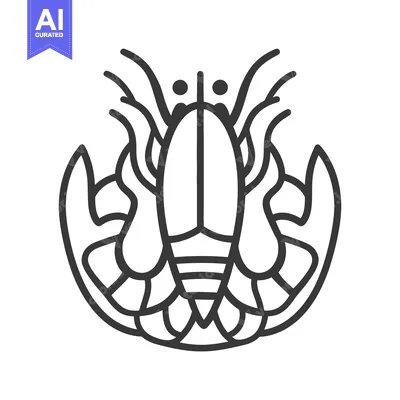 Aset premium populer: Simplified black and white graphic outline of a crustacean image