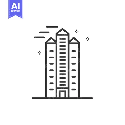 Three tall buildings shown with stars and horizontal lines