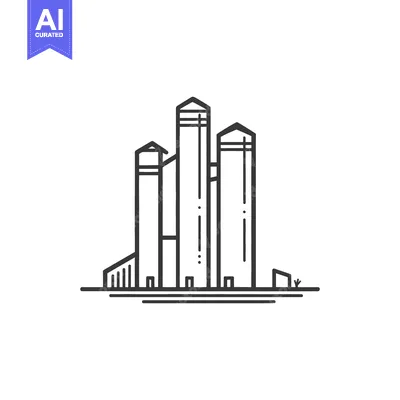 Aset premium populer: An illustrative minimalist line art depiction of some tall silos