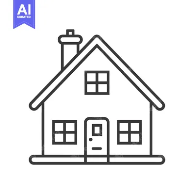 Aset premium populer: Simple black and white illustration of a residential home building