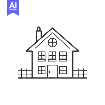 Premium design asset: A simple outlined illustration of a two story house