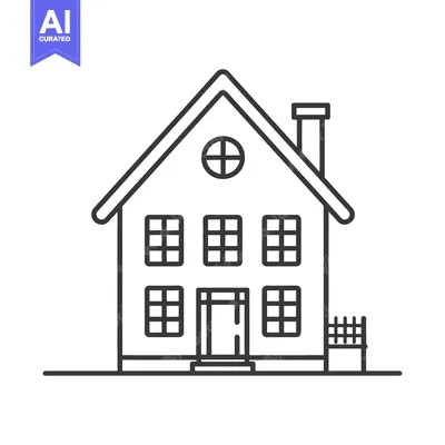 Premium design asset: Simple black and white drawing of a two story house