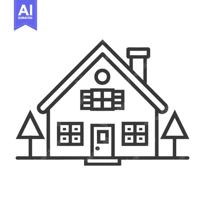 Popular premium asset: A simple black and white illustration of a charming house