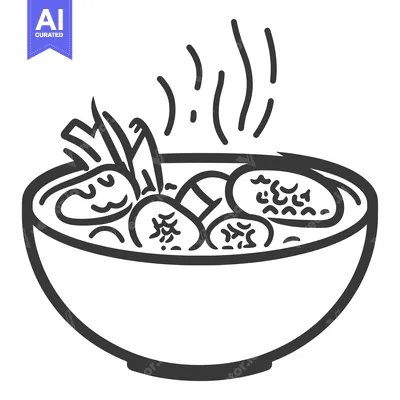 Popular premium asset: Simple Line Drawing Of A Hot Bowl Of Delicious Soup