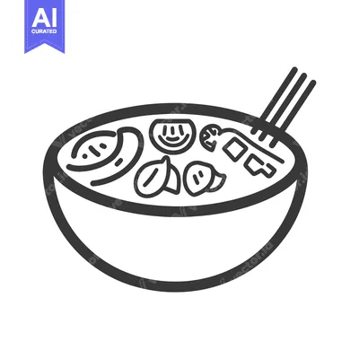 Aset premium populer: A simplistic illustration of a bowl of soup with chopsticks