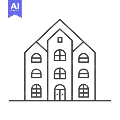 Popular premium asset: Simple outlined illustration featuring a building with arched windows