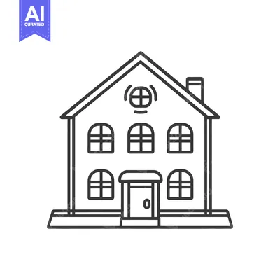 Aset desain premium: A simple black and white illustration of a detached house
