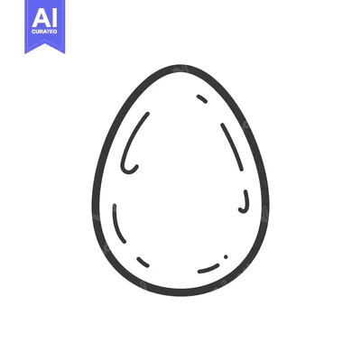 Aset desain premium: A simple black and white image depicting a single egg shape