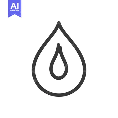 A simple abstract line drawing depicting a water droplet form