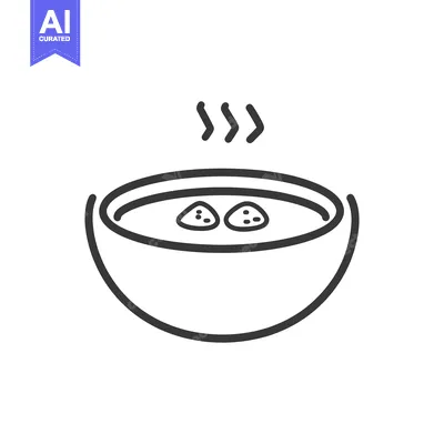 Aset premium populer: A bowl containing steaming soup with two floating dumplings in it