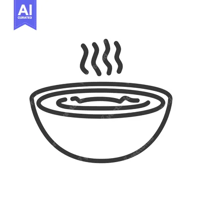 Premium design asset: A simple outline illustration of a bowl with rising steam