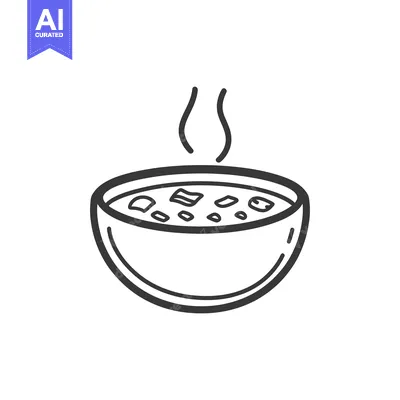 Premium design asset: A steaming bowl of soup with various ingredients illustrated simply