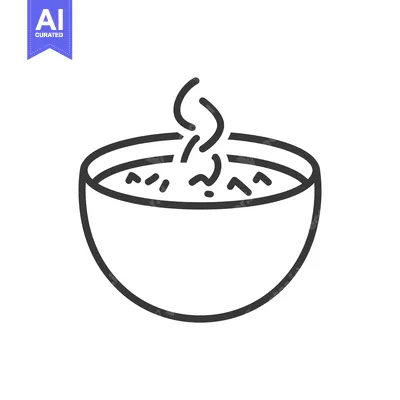 Popular premium asset: A bowl of steaming soup rendered in black and white lines