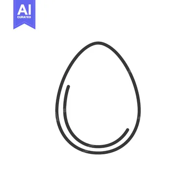 Aset desain premium: A simple outline illustration showing a single egg on white
