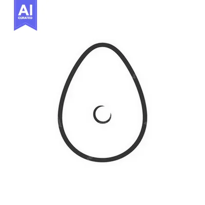Aset premium populer: A simple black outline drawing of an egg shape with small mark