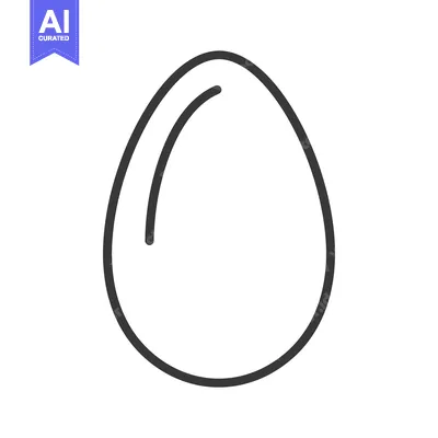 Aset desain premium: A simple black and white line drawing of an egg shape