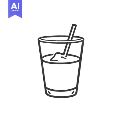 Aset premium populer: A glass of liquid beverage with a straw inside it