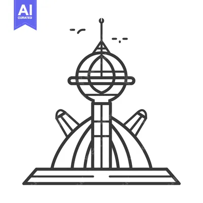 Aset desain premium: Illustration depicting an abstract modern tower and its surroundings i