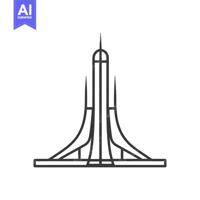Aset desain premium: A simple line art illustration of an architectural building