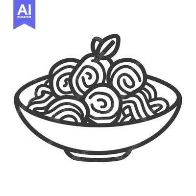 Aset premium populer: A Simple Graphic Illustrating Noodles And Round Food Items